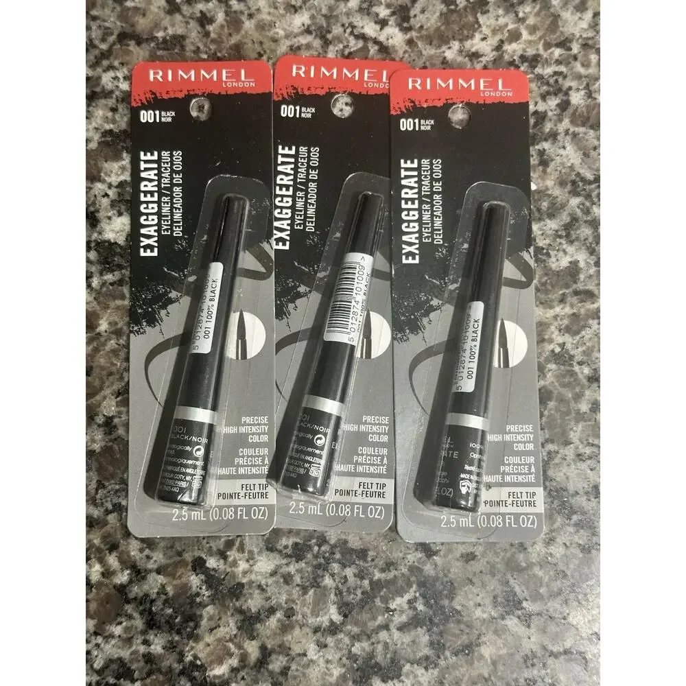 Rimmel Exaggerate Eyeliner # 001 Black-‎ 3 Pack!